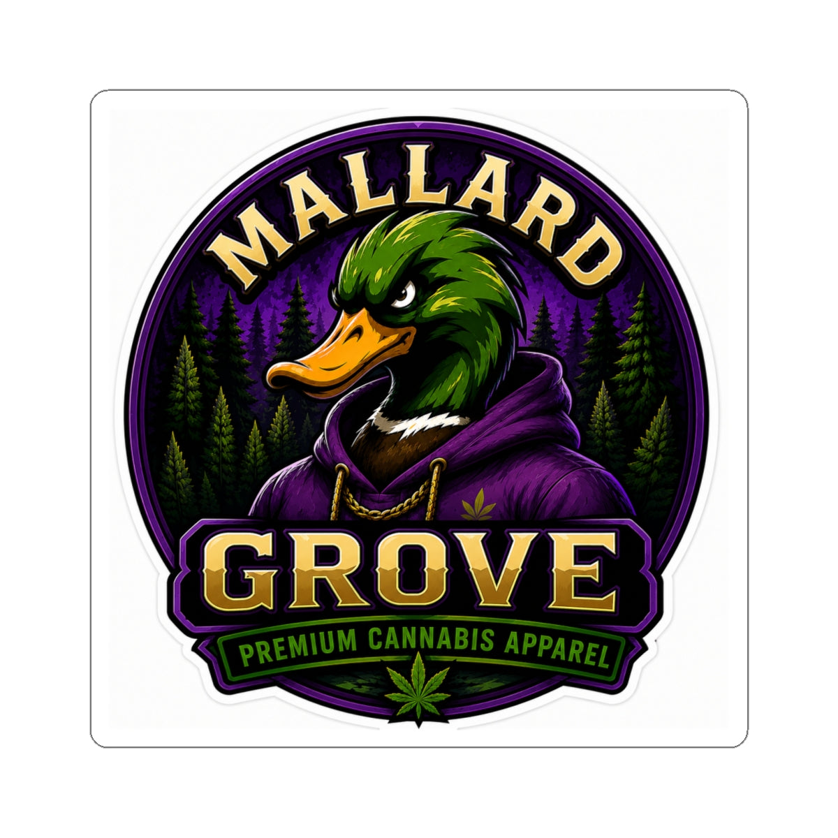Mallard Grove Premium Cannabis Apparel Hoodie Sticker